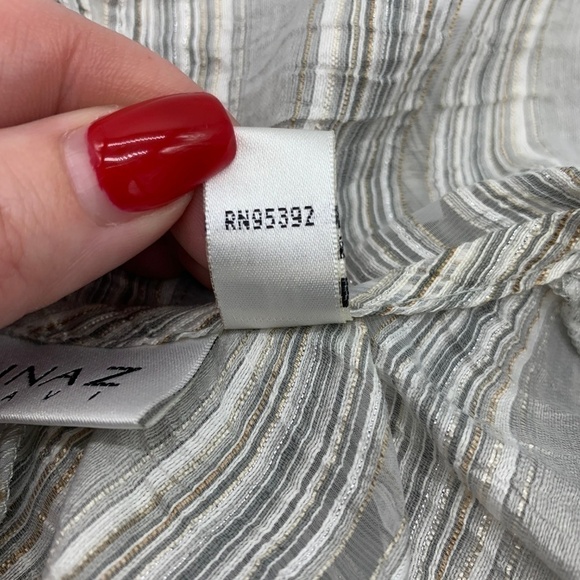 Farinaz Taghavi Gray & White Striped Ruffle Top - Picture 5 of 6